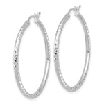 Gold Diamond-cut Classic Hoop Earrings - 10k White Gold / 2 mm / 35 mm