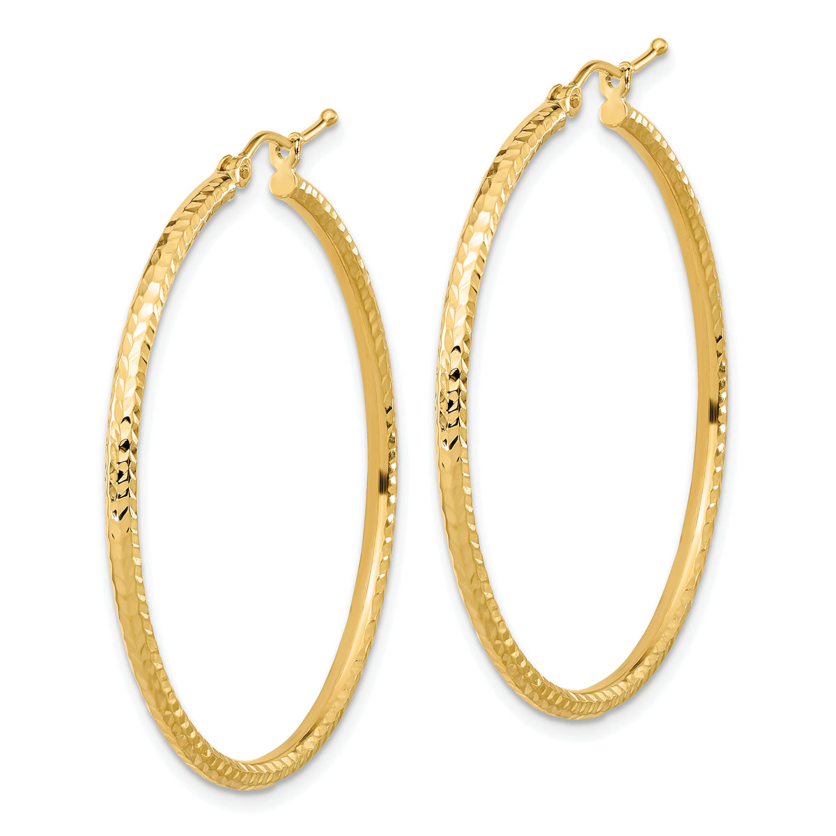 Gold Diamond-cut Classic Hoop Earrings - 10k Yellow Gold / 2 mm / 40 mm