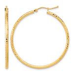 Gold Diamond-cut Classic Hoop Earrings - 10k Yellow Gold / 2 mm / 40 mm