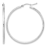 Gold Diamond-cut Classic Hoop Earrings - 10k White Gold / 2 mm / 40 mm