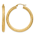 Gold Diamond-cut Classic Hoop Earrings - 10k Yellow Gold / 4 mm / 40 mm
