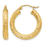 Gold Diamond-cut Classic Hoop Earrings - 10k Yellow Gold / 4 mm / 25 mm