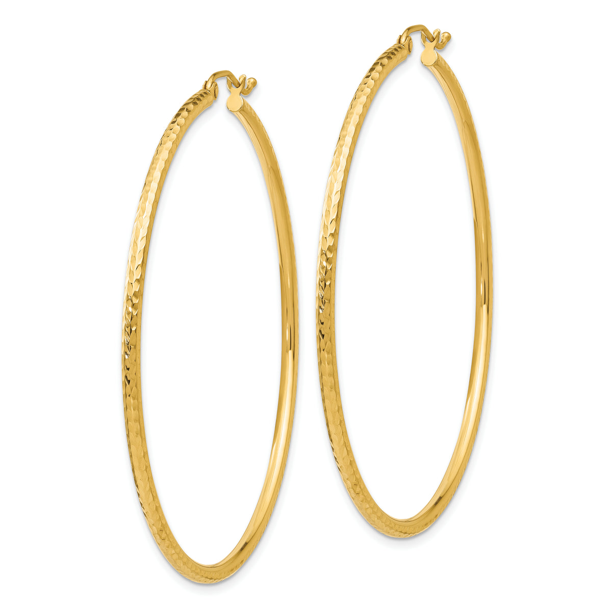 Gold Diamond-cut Classic Hoop Earrings - 10k Yellow Gold / 4 mm / 55 mm