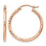 Gold Diamond-cut Classic Hoop Earrings - 10k Rose Gold / 2 mm / 25 mm