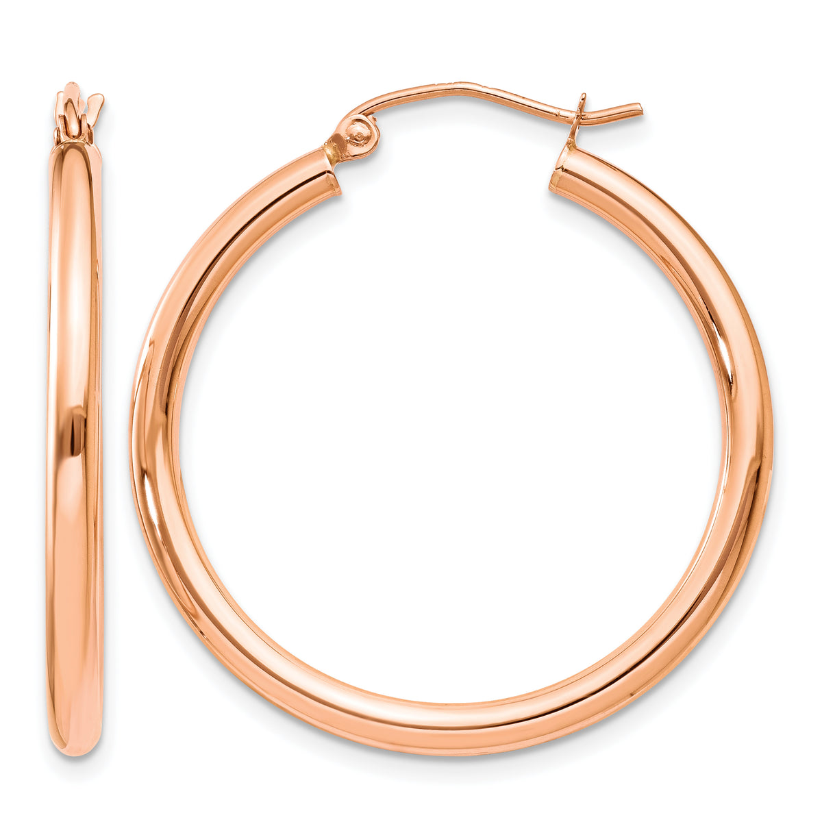 Gold Lightweight Classic Hoop Earrings - 10k Rose Gold / 2.5 mm / 30 mm