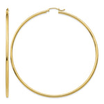 Gold Lightweight Classic Hoop Earrings - 10k Yellow Gold / 2 mm / 70 mm