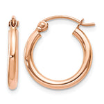 Gold Lightweight Classic Hoop Earrings - 10k Rose Gold / 2 mm / 15 mm