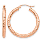 Gold Diamond-cut Classic Hoop Earrings - 10k Rose Gold / 3 mm / 30 mm, Round