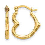 Gold Heart Shaped Hoop Earrings - 10k Yellow Gold / 13 x 16 mm