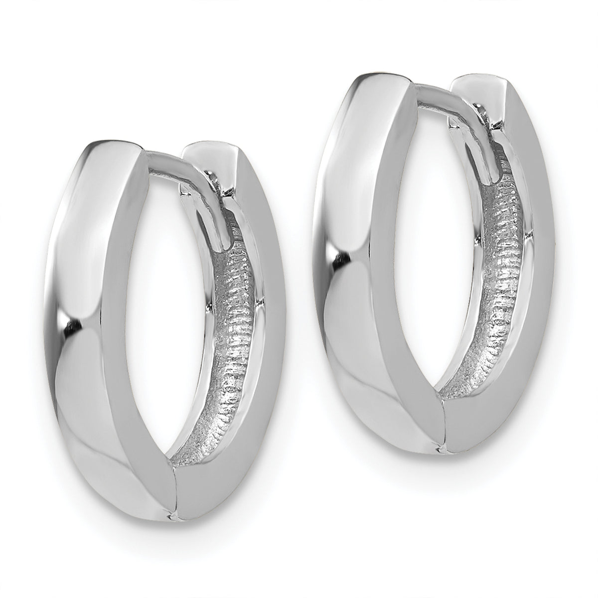 Gold Circle Hinged Hoop Earrings - 10k White Gold / 2.5 mm / 13.5 mm