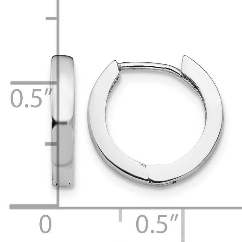 Gold Circle Hinged Hoop Earrings - 10k White Gold / 2.5 mm / 13.5 mm