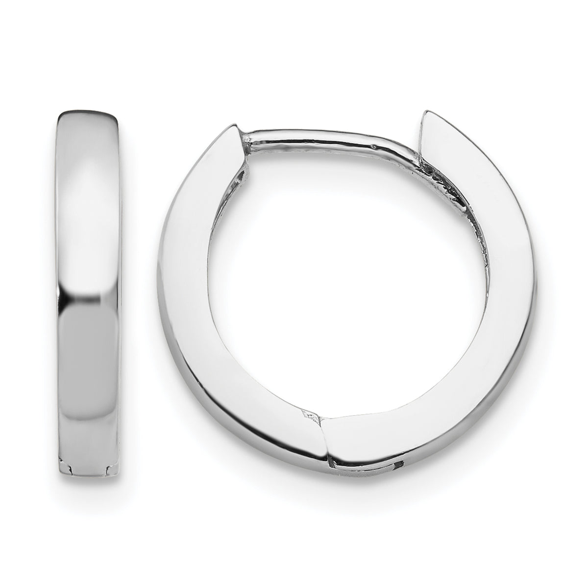Gold Circle Hinged Hoop Earrings - 10k White Gold / 2.5 mm / 13.5 mm