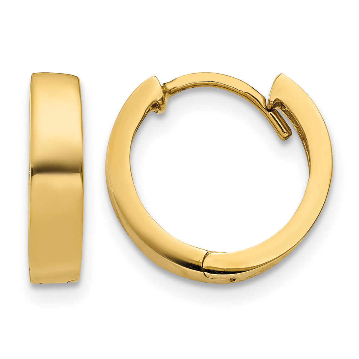 Gold Circle Hinged Hoop Earrings - 10k Yellow Gold / 2.5 mm / 13 mm
