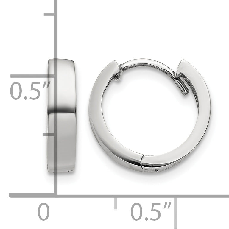Gold Circle Hinged Hoop Earrings - 10k White Gold / 3 mm / 13 mm