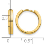 Gold Circle Hinged Hoop Earrings - 10k Yellow Gold / 2 mm / 14.5 mm