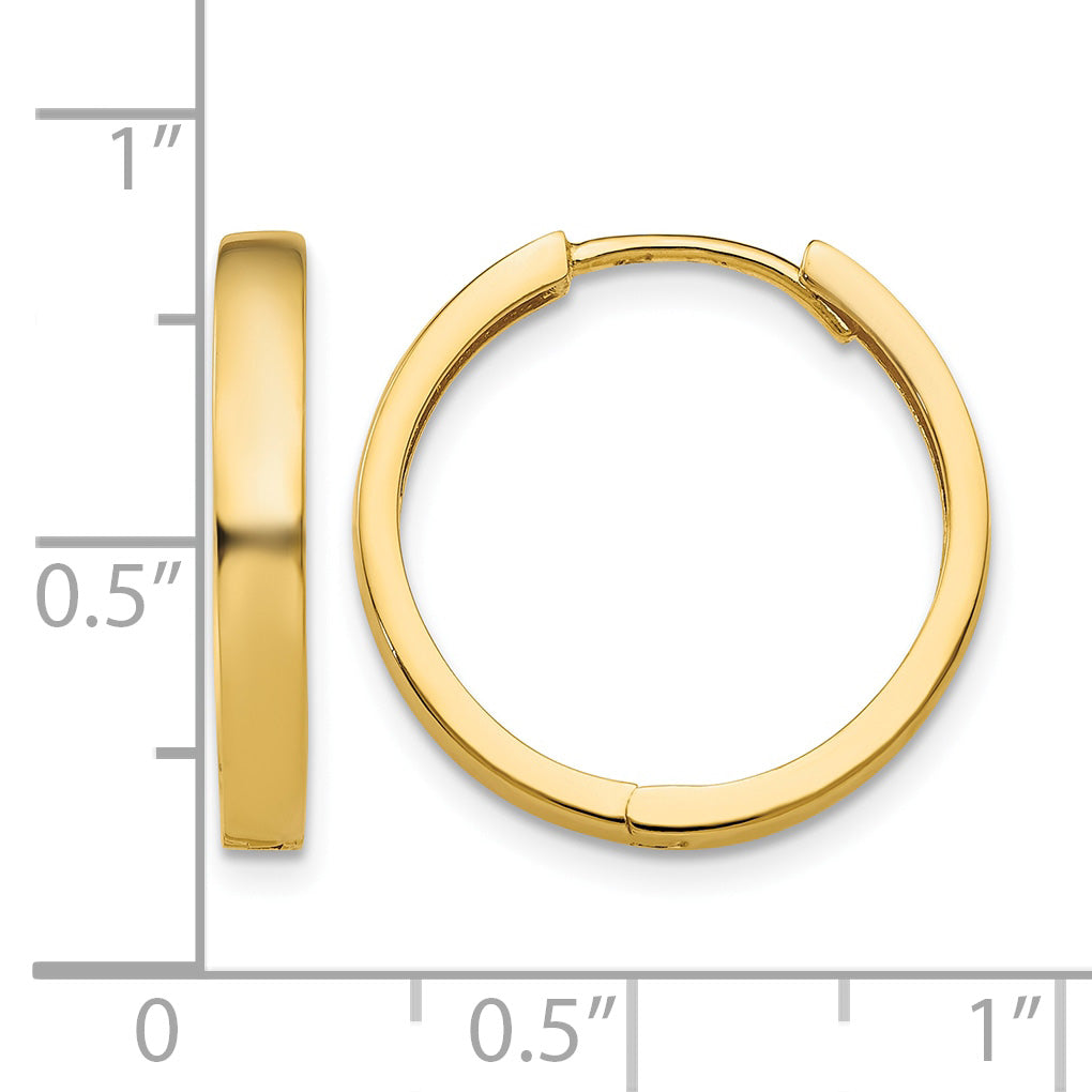 Gold Circle Hinged Hoop Earrings - 10k Yellow Gold / 3 mm / 18 mm