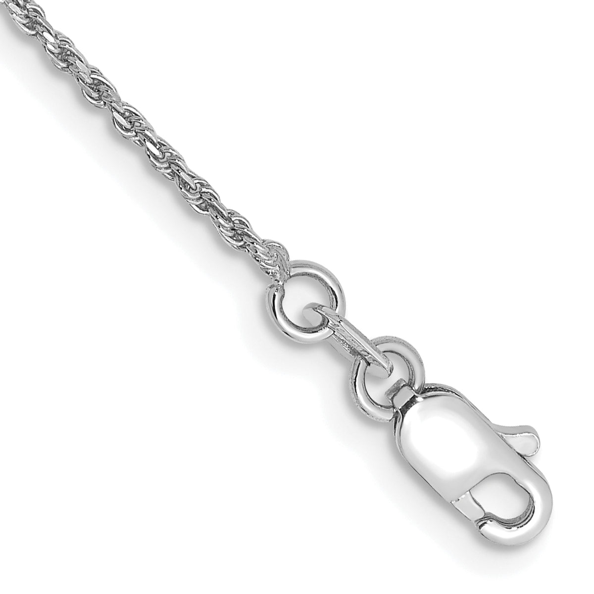 Gold (10K & 14K) Diamond-Cut Machine-Made Rope Chain Bracelet - 10k White Gold / 7 in / 1.15 mm