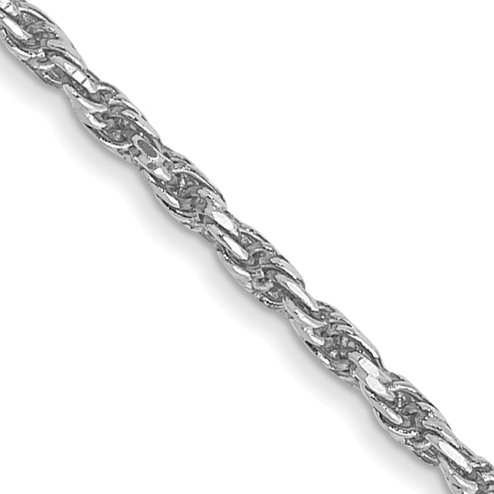 Gold (10K & 14K) Diamond-Cut Machine-Made Rope Chain - 10k White Gold / 16 in / 1.3 mm