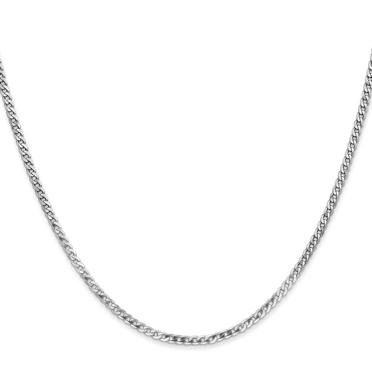 Gold (10K & 14K) Flat Beveled Curb Chain - 10k White Gold / 16 in / 2.2 mm