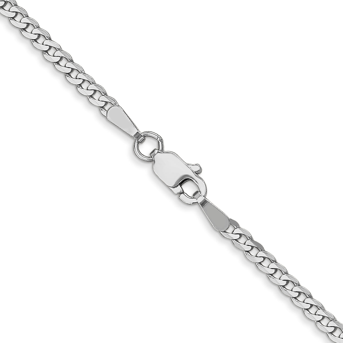 Gold (10K & 14K) Flat Beveled Curb Chain - 10k White Gold / 16 in / 2.2 mm