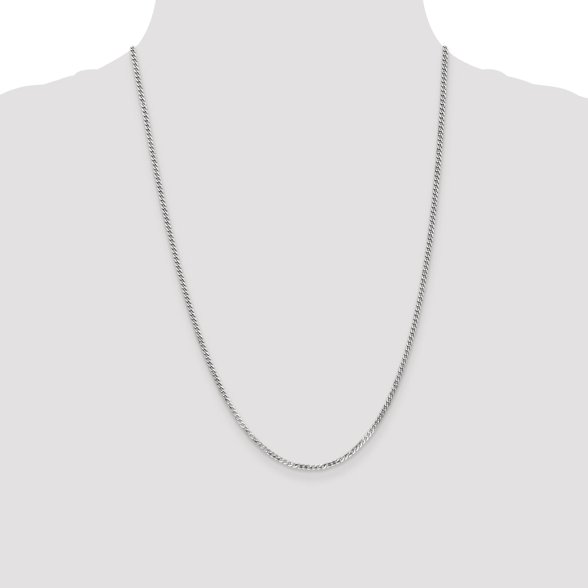 Gold (10K & 14K) Flat Beveled Curb Chain - 10k White Gold / 24 in / 2.2 mm