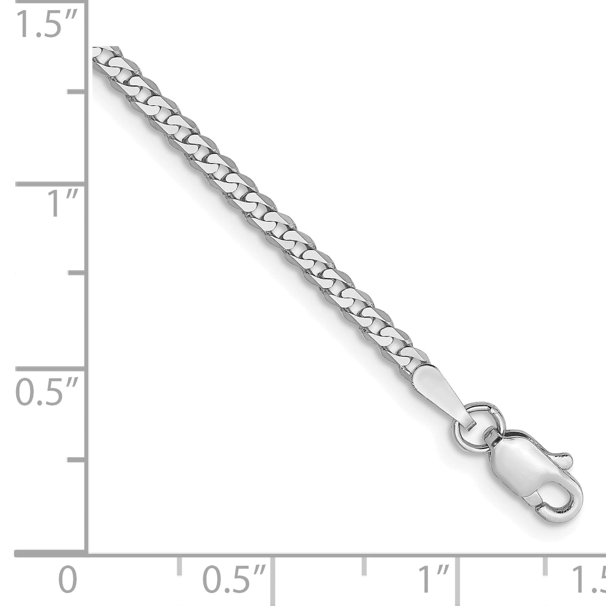 Gold (10K & 14K) Flat Beveled Curb Chain Anklet - 10k White Gold / 9 in / 2.2 mm