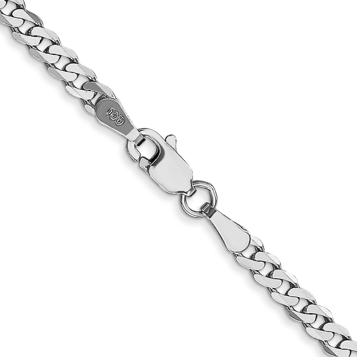 Gold (10K & 14K) Flat Beveled Curb Chain - 10k White Gold / 16 in / 2.9 mm