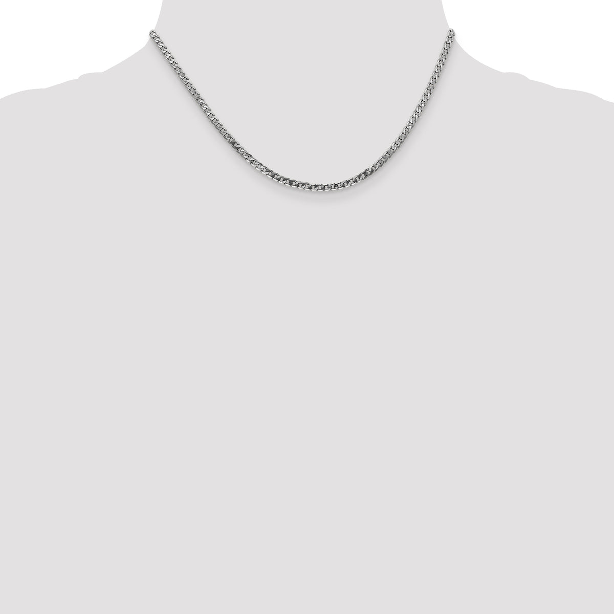 Gold (10K & 14K) Flat Beveled Curb Chain - 10k White Gold / 16 in / 2.9 mm