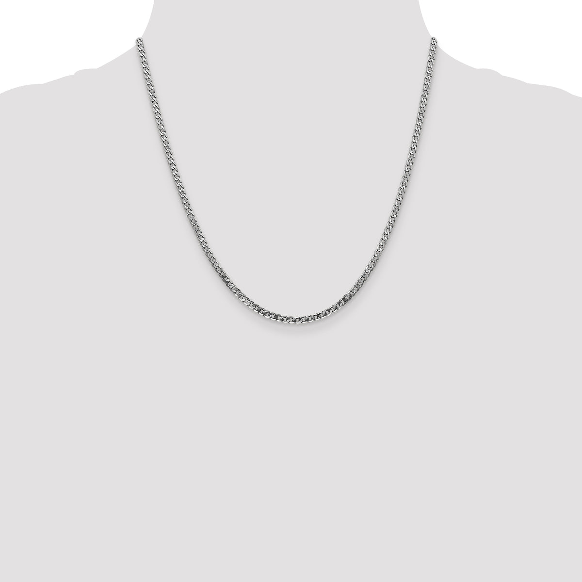 Gold (10K & 14K) Flat Beveled Curb Chain - 10k White Gold / 20 in / 2.9 mm