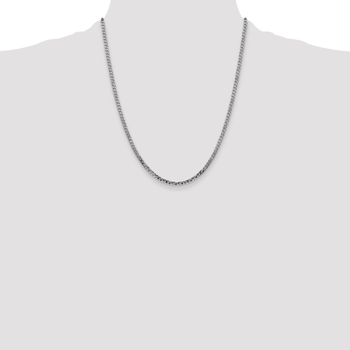 Gold (10K & 14K) Flat Beveled Curb Chain - 10k White Gold / 22 in / 2.9 mm