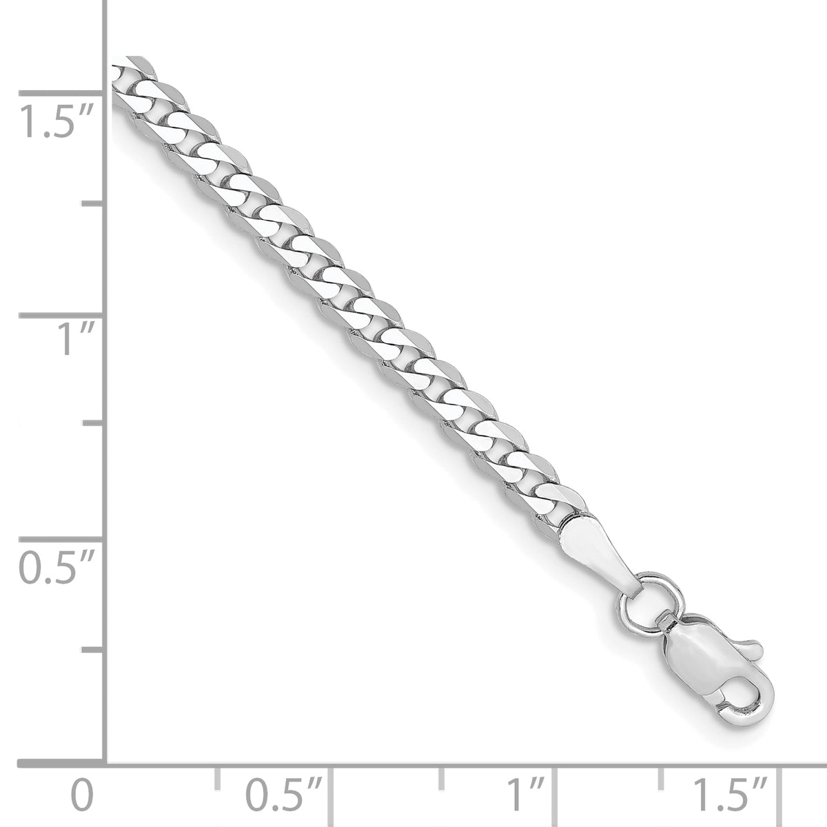 Gold (10K & 14K) Flat Beveled Curb Chain Bracelet - 10k White Gold / 7 in / 2.9 mm