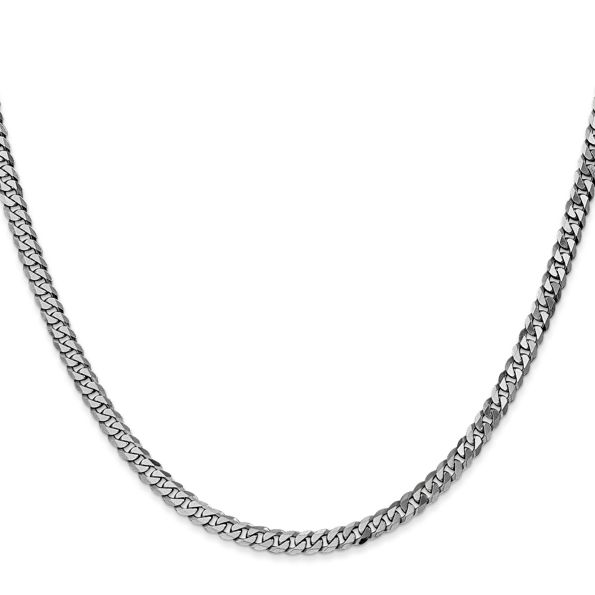 Gold (10K & 14K) Flat Beveled Curb Chain - 10k White Gold / 18 in / 3.9 mm