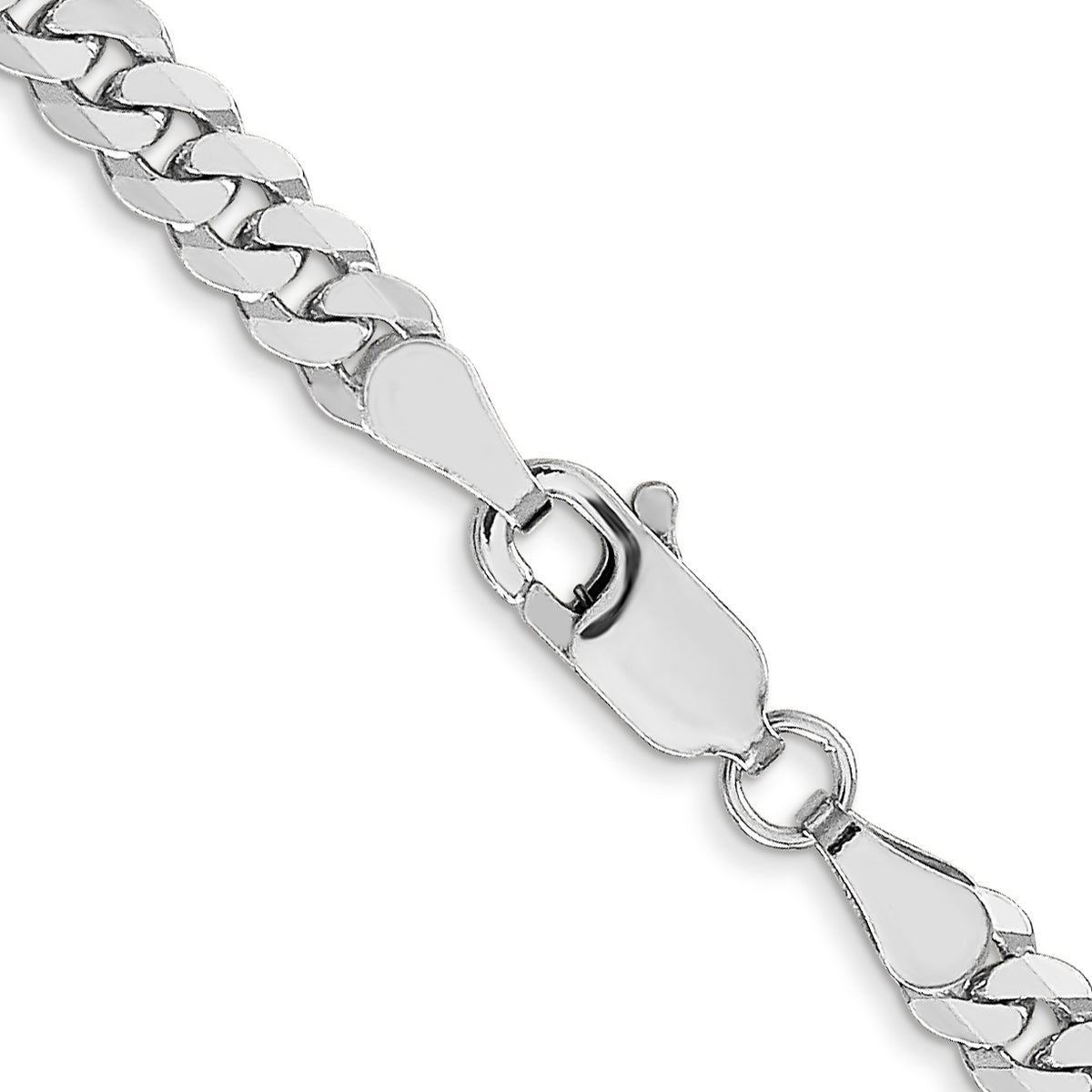 Gold (10K & 14K) Flat Beveled Curb Chain - 10k White Gold / 18 in / 3.9 mm