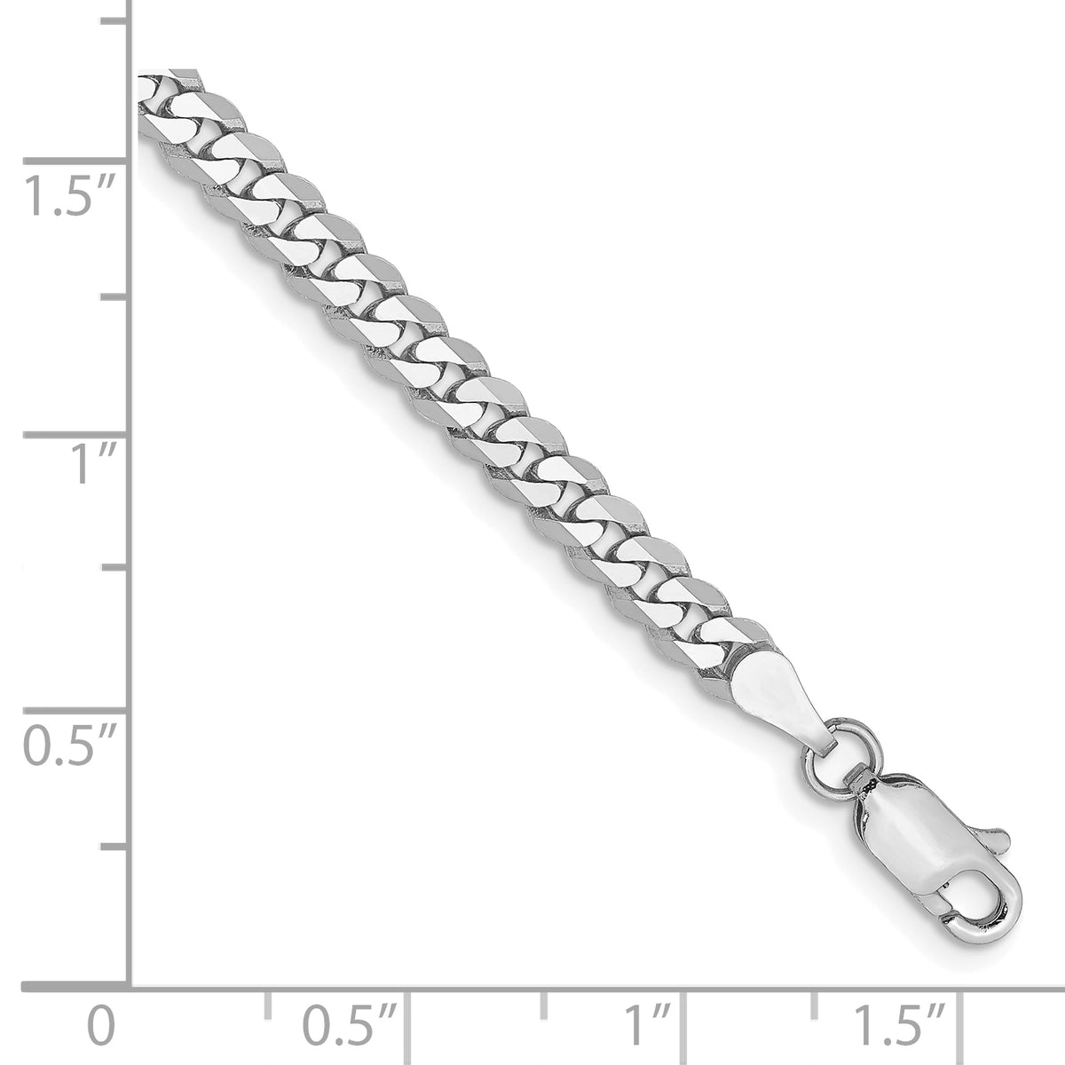 Gold (10K & 14K) Flat Beveled Curb Chain Bracelet - 10k White Gold / 7 in / 3.9 mm