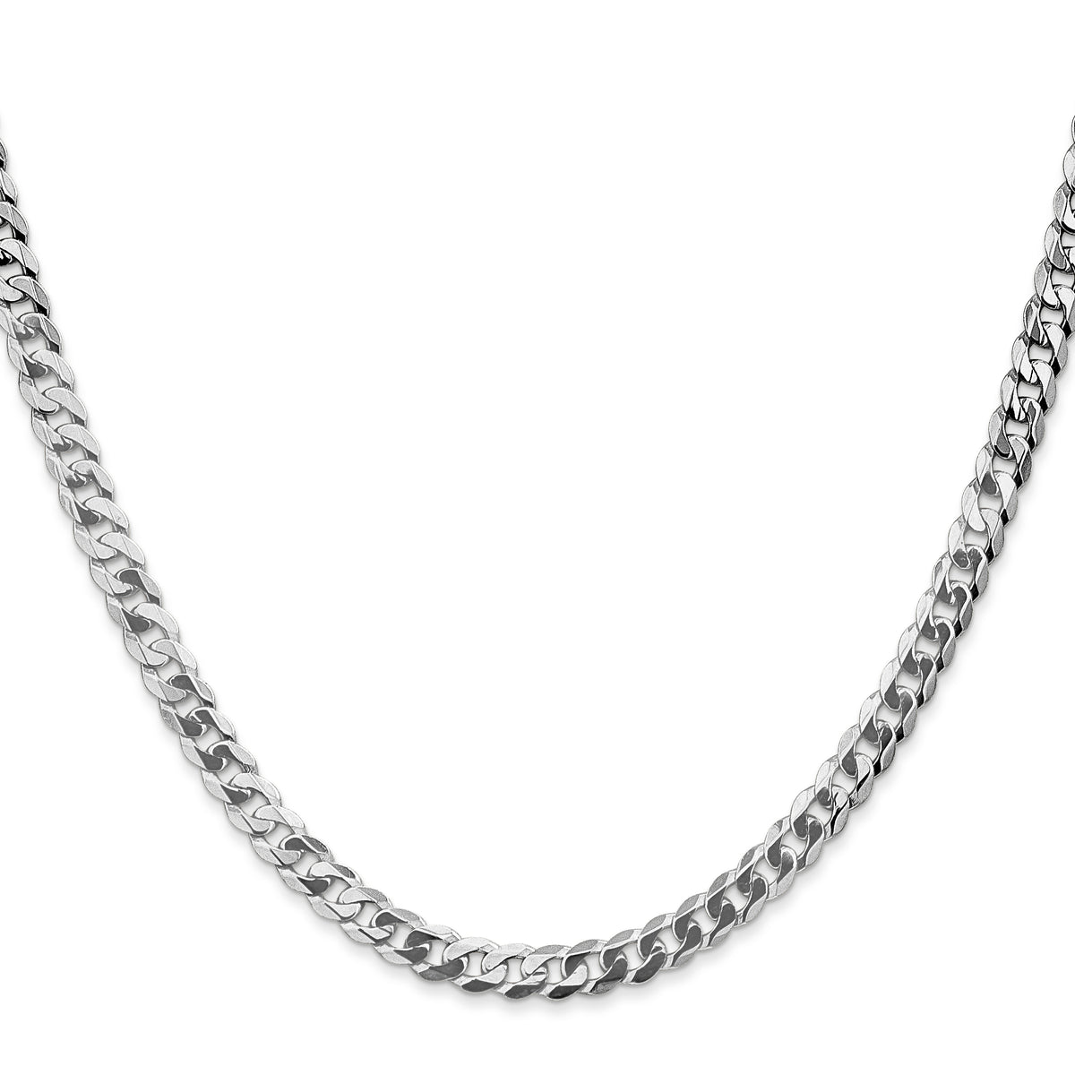 Gold (10K & 14K) Flat Beveled Curb Chain - 10k White Gold / 18 in / 4.75 mm
