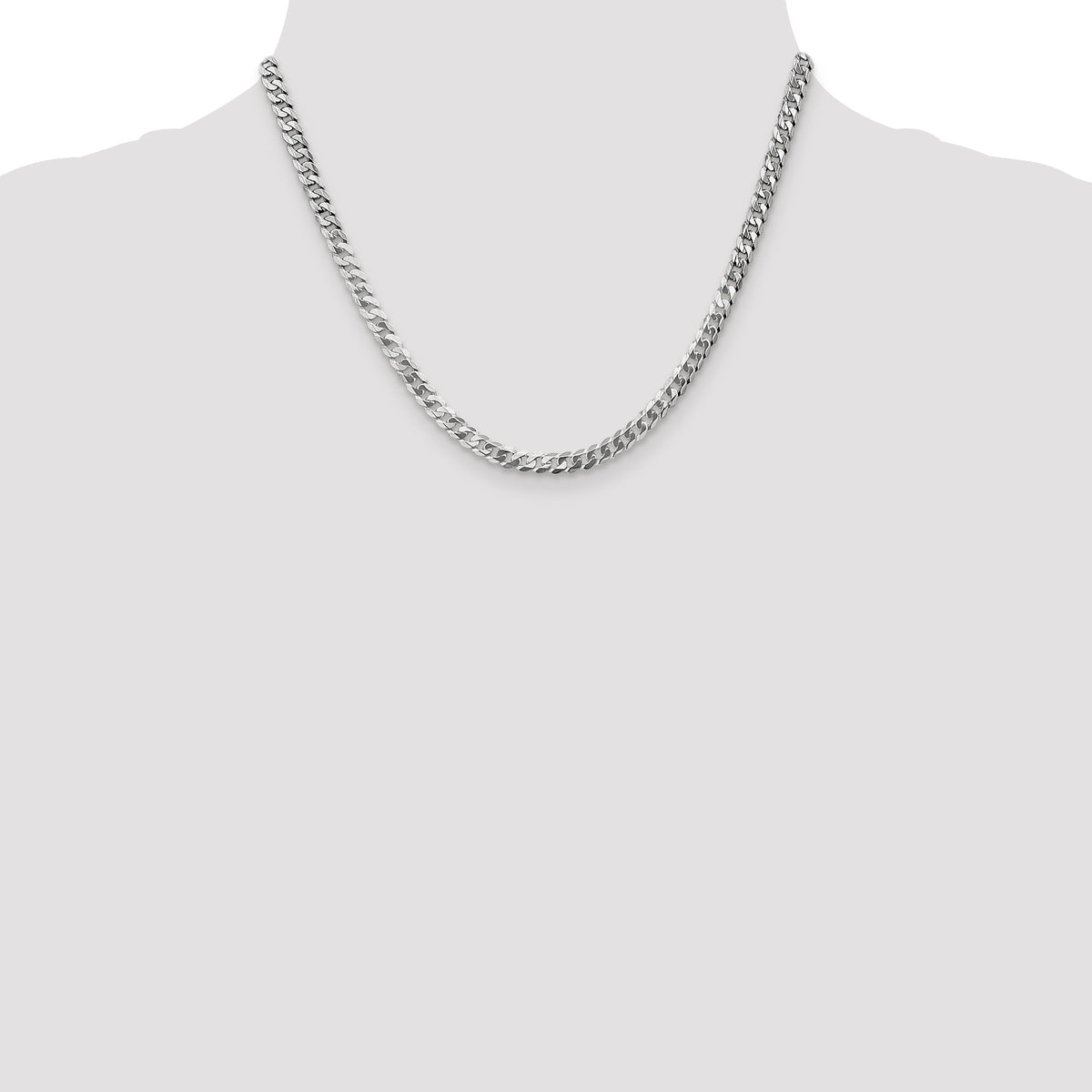 Gold (10K & 14K) Flat Beveled Curb Chain - 10k White Gold / 18 in / 4.75 mm