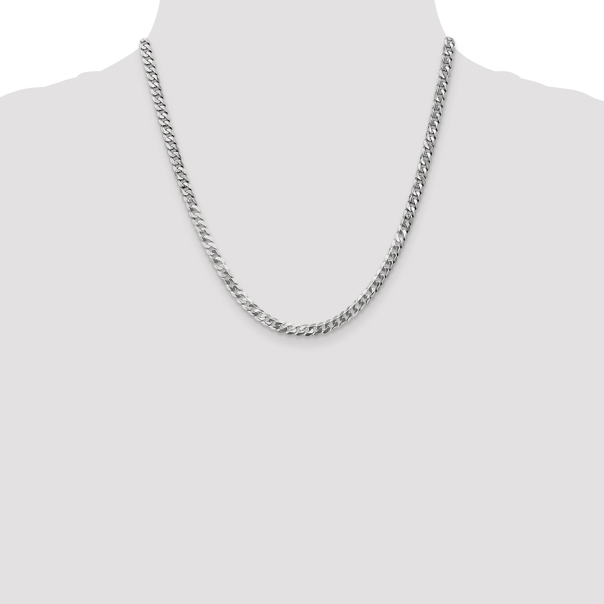 Gold (10K & 14K) Flat Beveled Curb Chain - 10k White Gold / 20 in / 4.75 mm