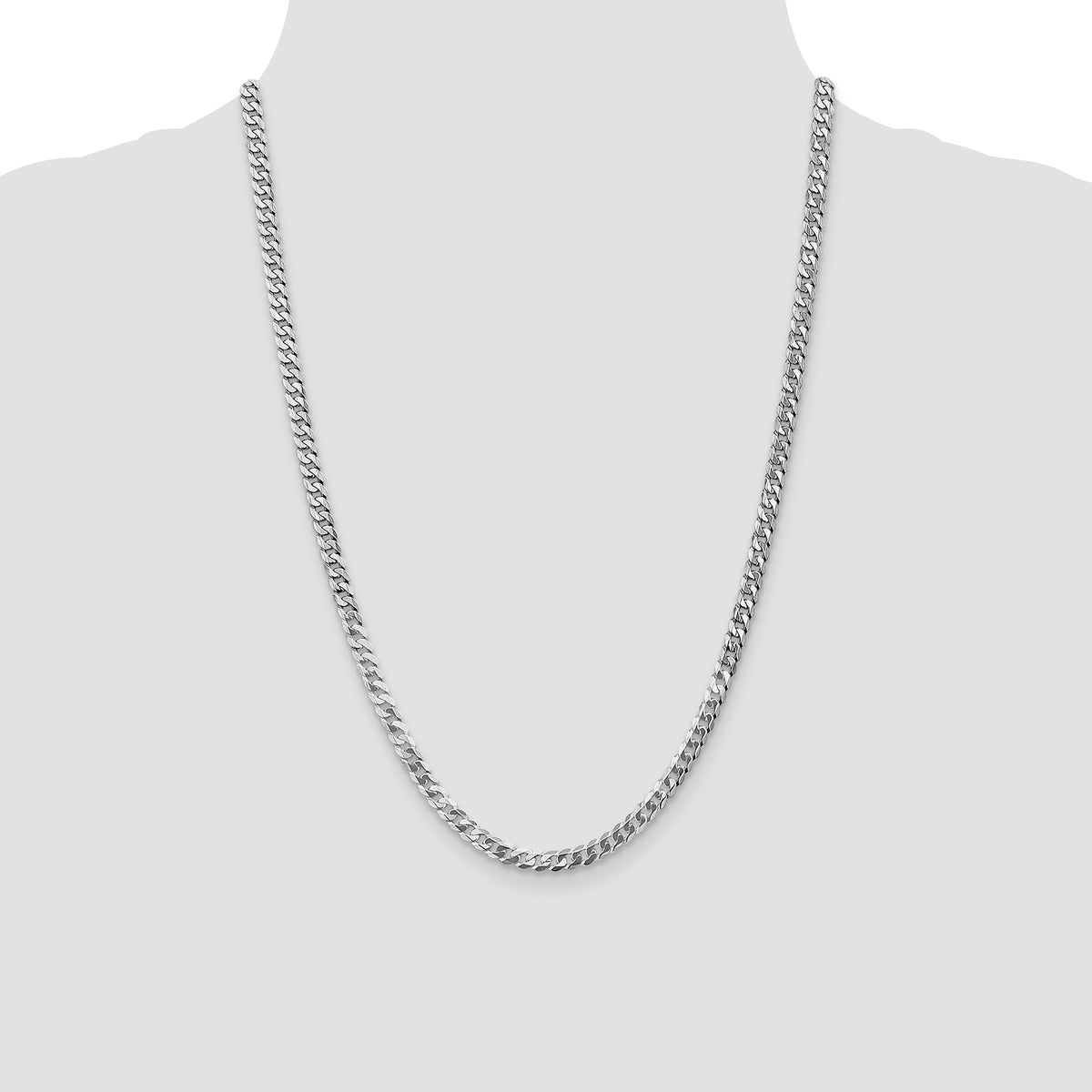 Gold (10K & 14K) Flat Beveled Curb Chain - 10k White Gold / 24 in / 4.75 mm