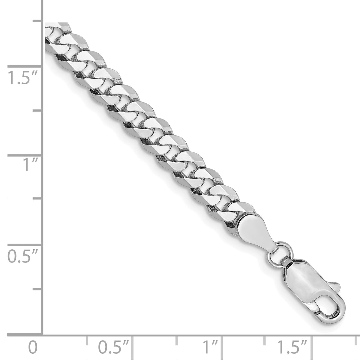 Gold (10K & 14K) Flat Beveled Curb Chain Bracelet - 10k White Gold / 7 in / 4.75 mm