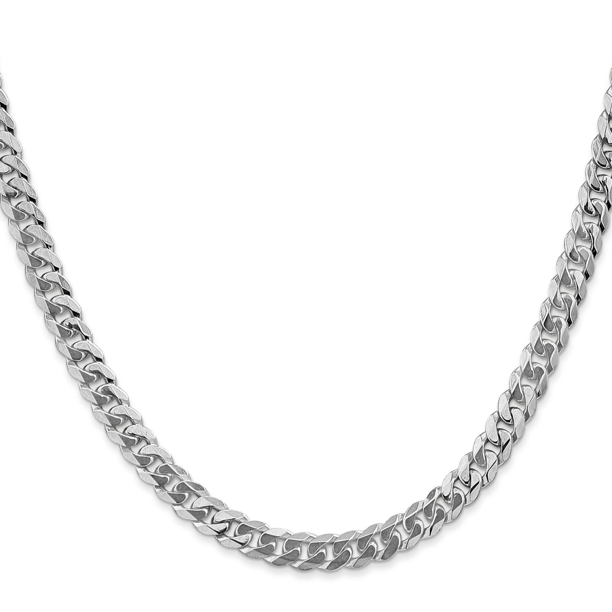 Gold (10K & 14K) Flat Beveled Curb Chain - 10k White Gold / 18 in / 5.75 mm