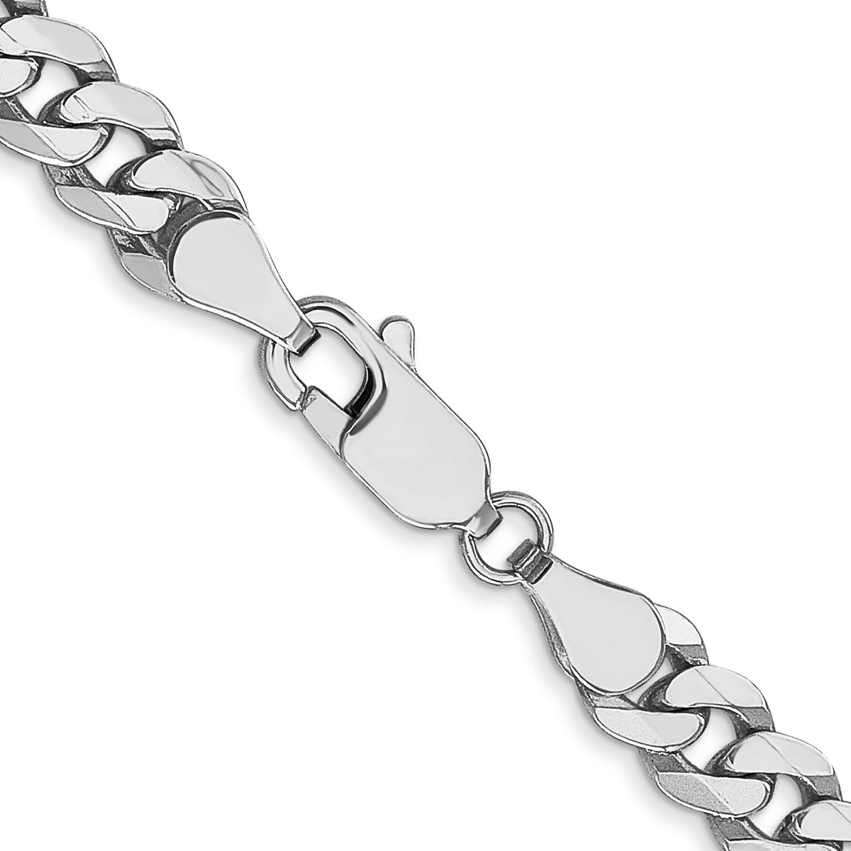 Gold (10K & 14K) Flat Beveled Curb Chain - 10k White Gold / 18 in / 5.75 mm