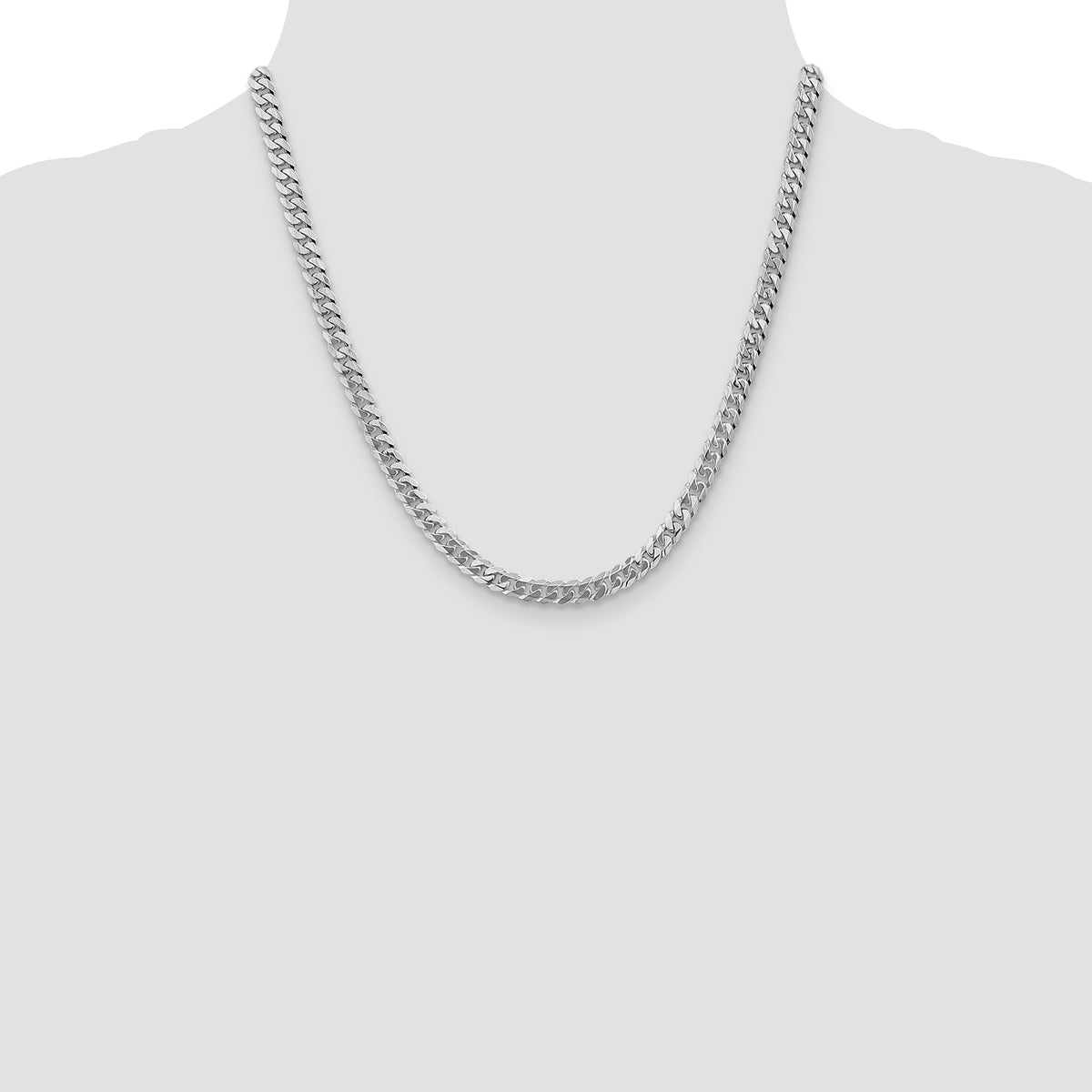 Gold (10K & 14K) Flat Beveled Curb Chain - 10k White Gold / 20 in / 5.75 mm