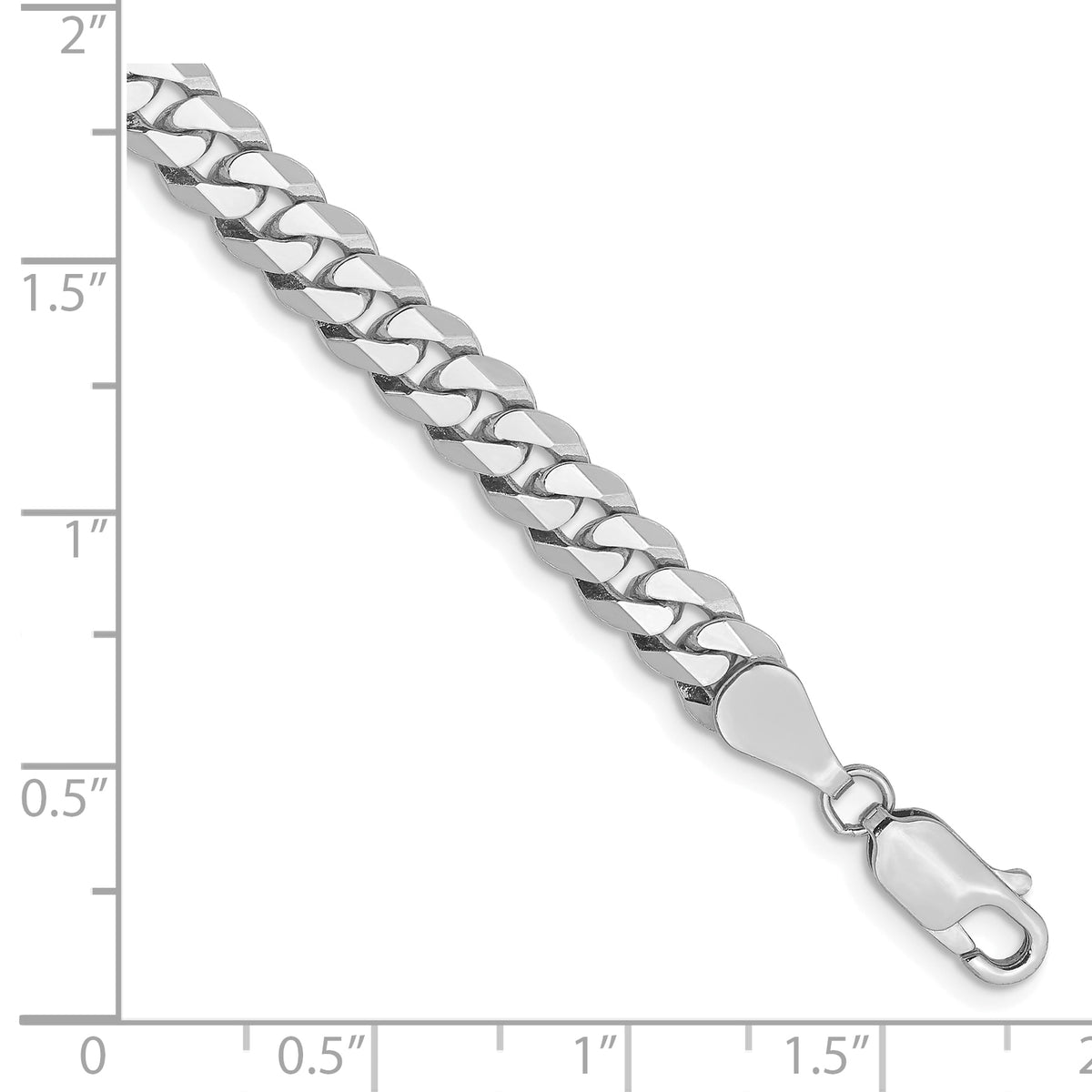 Gold (10K & 14K) Flat Beveled Curb Chain Bracelet - 10k White Gold / 7 in / 5.75 mm