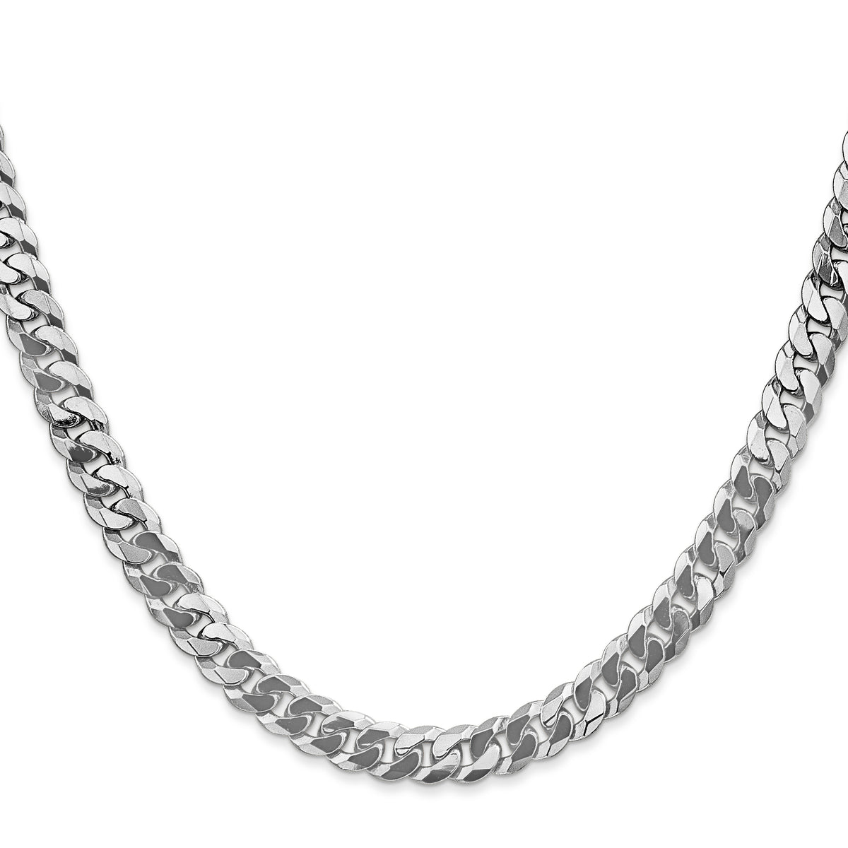 Gold (10K & 14K) Flat Beveled Curb Chain - 10k White Gold / 24 in / 6.25 mm