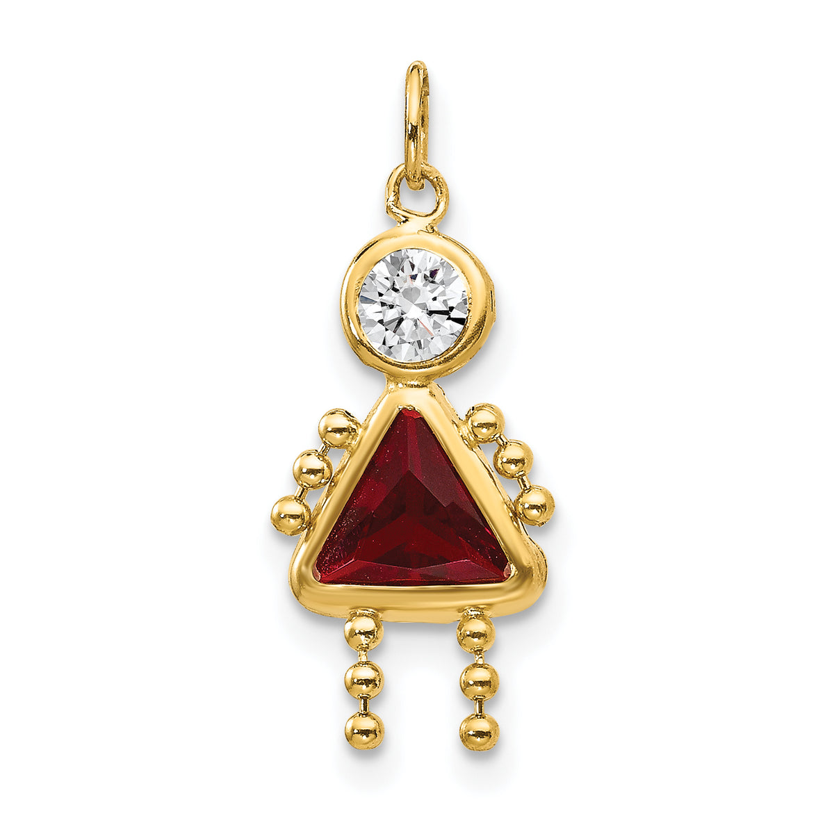 Birthstone Girl Charm - 10k Yellow Gold / January