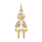Birthstone Girl Charm - 10k Yellow Gold / April