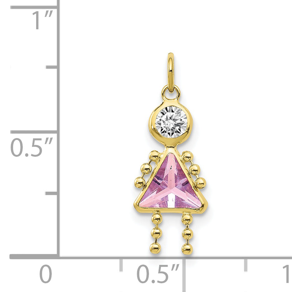 Birthstone Girl Charm - 10k Yellow Gold / June