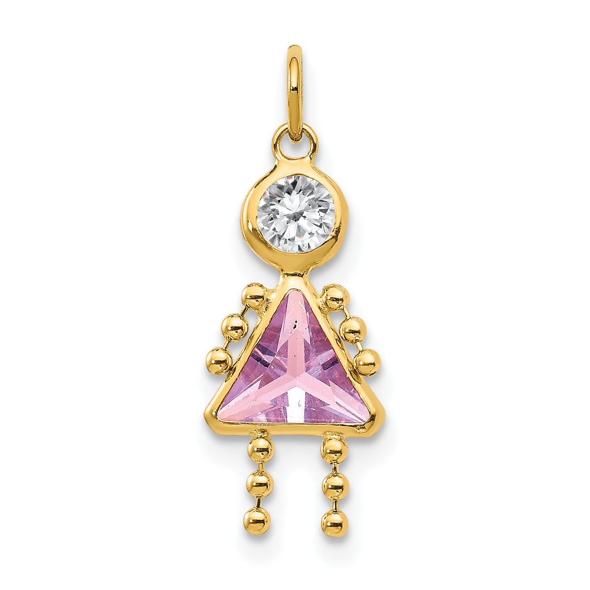 Birthstone Girl Charm - 10k Yellow Gold / June