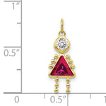 Birthstone Girl Charm - 10k Yellow Gold / July