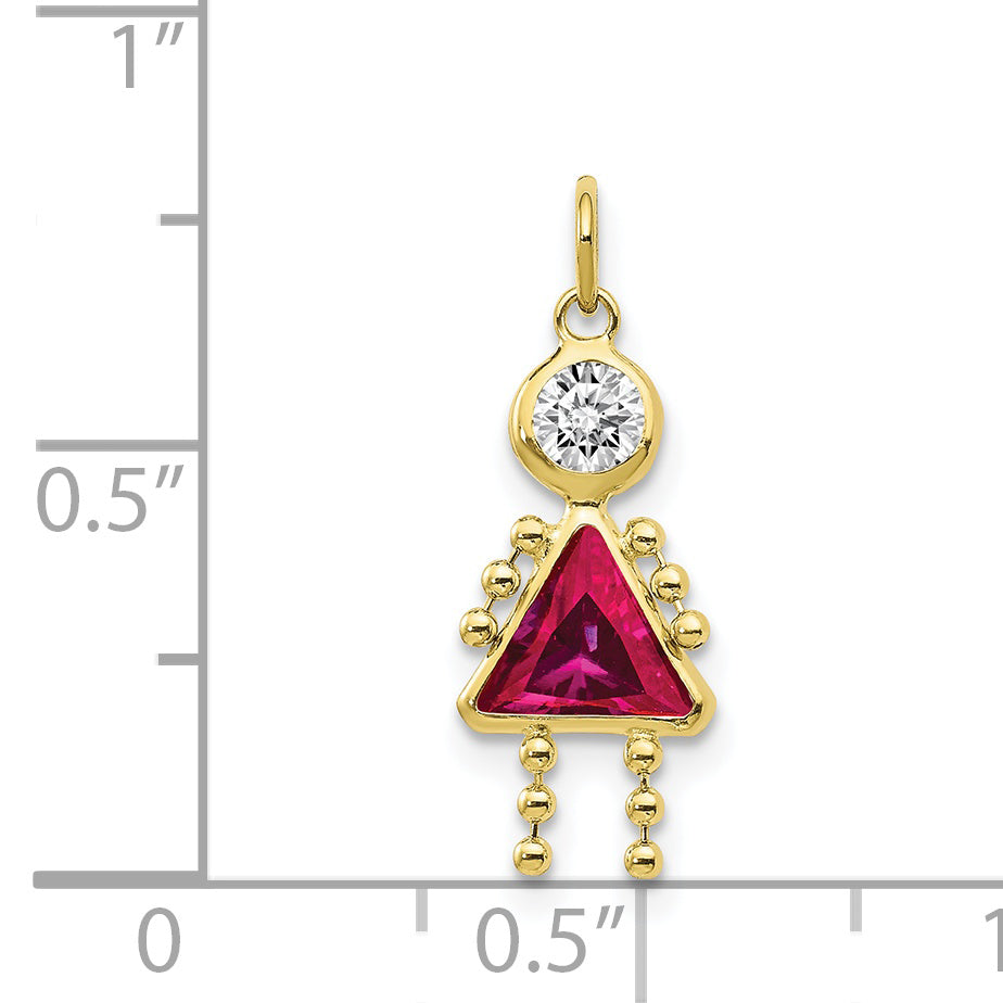 Birthstone Girl Charm - 10k Yellow Gold / July